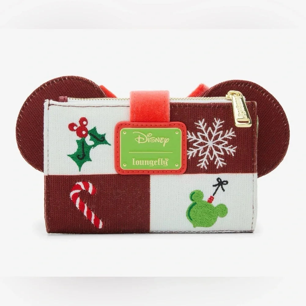 Holiday Minnie Ear Wallet with Red Bow